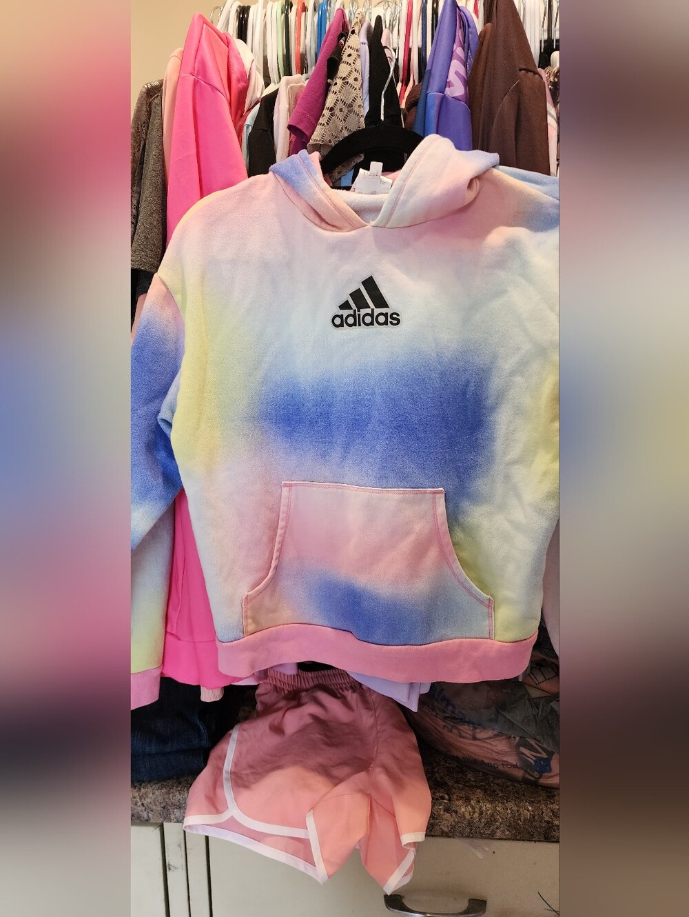 adidas Kids Pastel Tie-Dye Hoodie in Pink, Blue, Yellow